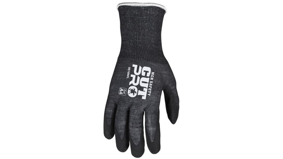 MCR Safety Cut Pro 18 Gauge ARX Aramid Shell Cut, Abrasion and Puncture Resistant Work Gloves, Nitrile Foam Coated Palm and Fingertips, Black, X - Small, 9818NFXS