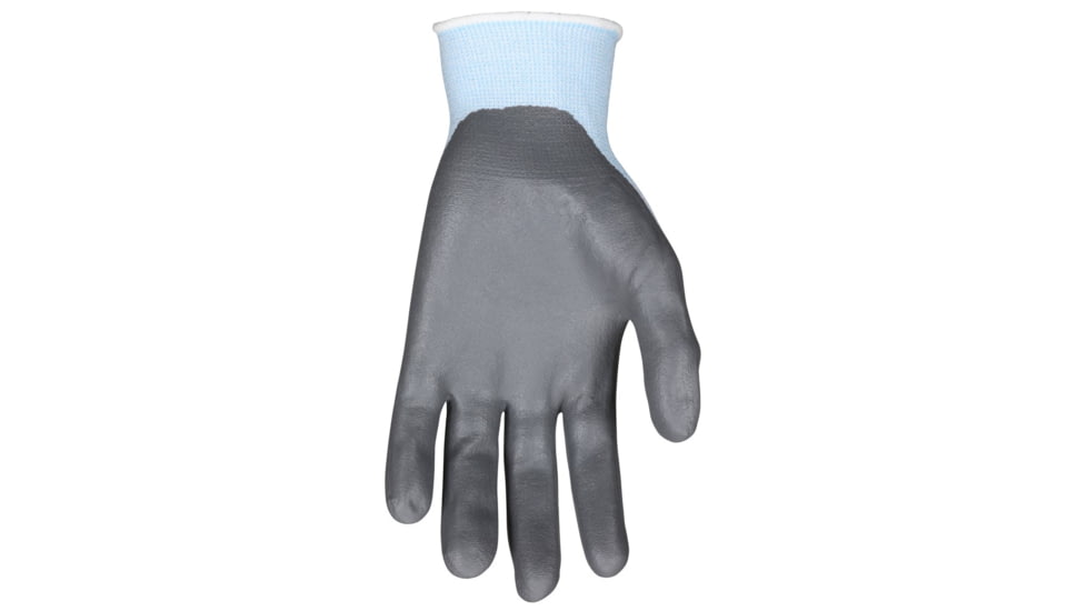 MCR Safety Cut Pro 18 Gauge Hypermax Shell Cut, Abrasion and Puncture Resistant Work Gloves, Nitrile Foam Coated Palm and Fingertips, Gray/Blue, X - Small, 92718NFXS