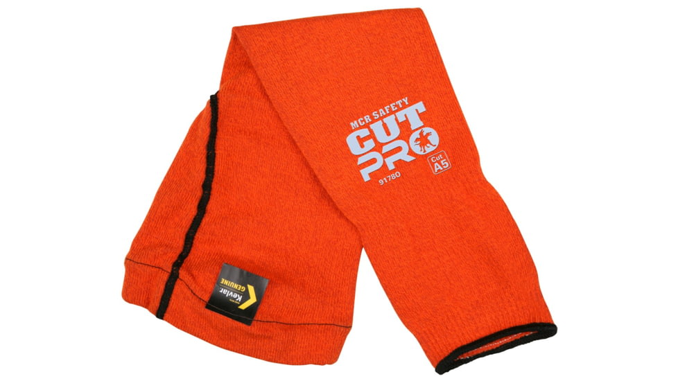 MCR Safety Cut Pro 7 Gauge DuPont Kevlar Cut Resistant Sleeves with Elbow Gusset, 18in Length, Orange, One Size, 9178O