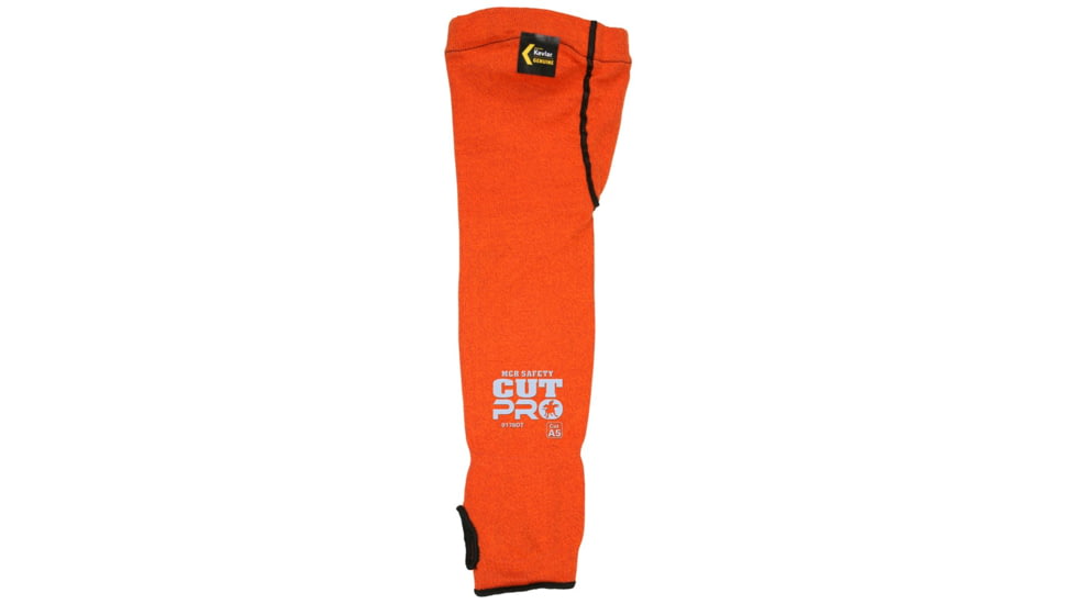 MCR Safety Cut Pro 7 Gauge DuPont Kevlar Cut Resistant Sleeves with Elbow Gusset, 18in Length with Thumb Slot, Orange, One Size, 9178OT