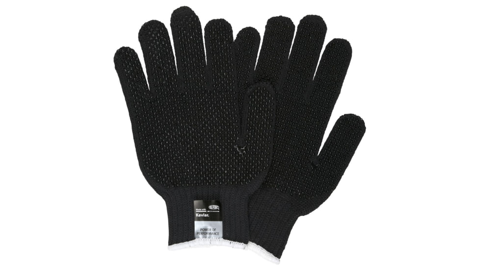MCR Safety Cut Pro 7 Gauge DuPont Kevlar Shell Cut Resistant Work Gloves, PVC Dots on 2 Sides, Regular Weight, Brown/Black, Small, 9366BKS