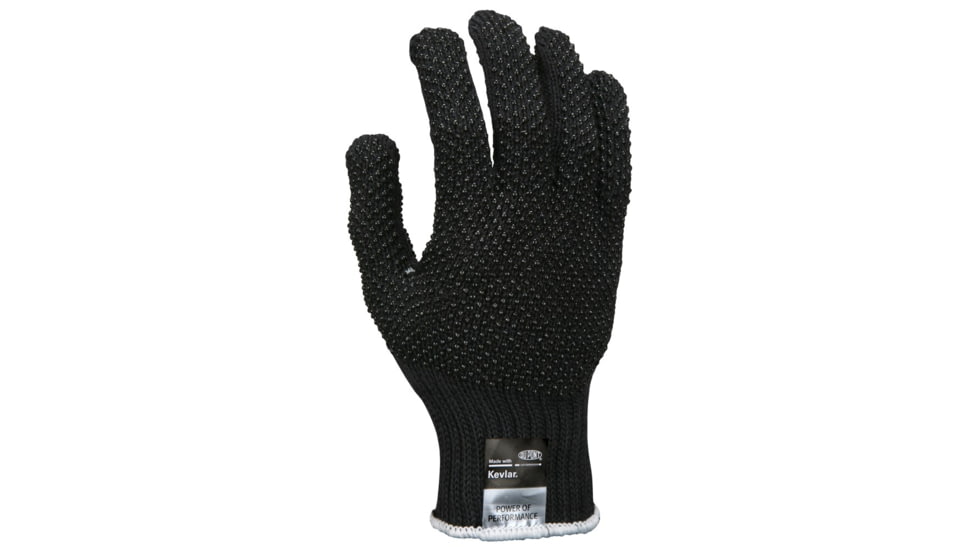 MCR Safety Cut Pro 7 Gauge DuPont Kevlar Shell Cut Resistant Work Gloves, PVC Dots on 2 Sides, Regular Weight, Brown/Black, Small, 9366BKS