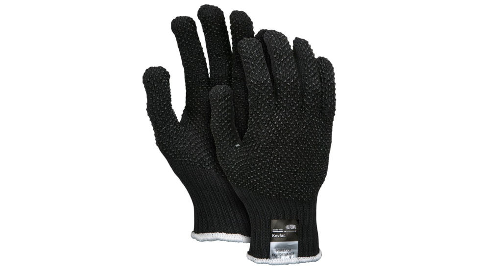 MCR Safety Cut Pro 7 Gauge DuPont Kevlar Shell Cut Resistant Work Gloves, PVC Dots on 2 Sides, Regular Weight, Brown/Black, Small, 9366BKS