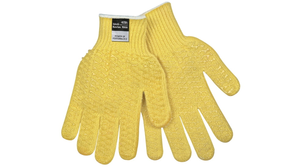 MCR Safety Cut Pro 7 Gauge DuPont Kevlar Shell, Cut Resistant Work Gloves, PVC Honey Grip on 2 Sides, Regular Weight, Clear/Yellow, Medium, 9370HM
