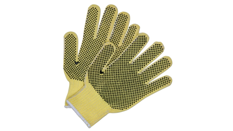 MCR Safety Cut Pro 7 Gauge Kevlar with Cotton Interior Cut Resistant Work Gloves, PVC Dots on 2 Sides, Regular Weight, Black/Yellow, Small, 9363S