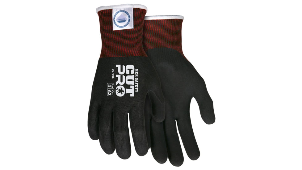 MCR Safety Cut Pro Cut Resistant Work Gloves, 15 Gauge Dyneema Diamond Technology, Sandy Nitrile Foam Coated Palm and Fingertips, Black, XX - Large, 90750XXL