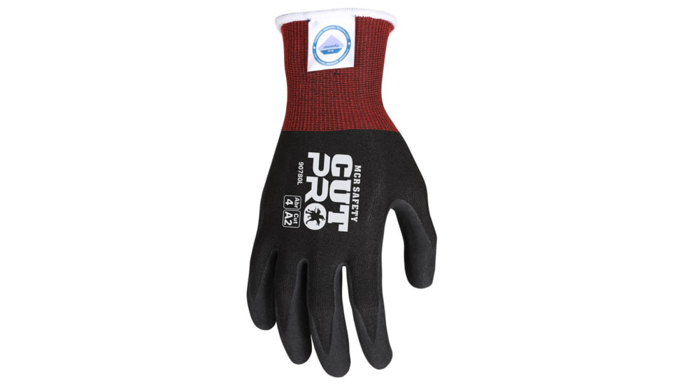 MCR Safety Cut Pro Cut Resistant Work Gloves, 18 Gauge Dyneema Diamond Technology, Sandy Nitrile Foam Coated Palm and Fingertips, Black, X - Large, 90780XL