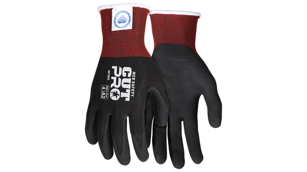 MCR Safety Cut Pro Cut Resistant Work Gloves, 18 Gauge Dyneema Diamond Technology, Sandy Nitrile Foam Coated Palm and Fingertips, Black, X - Large, 90780XL