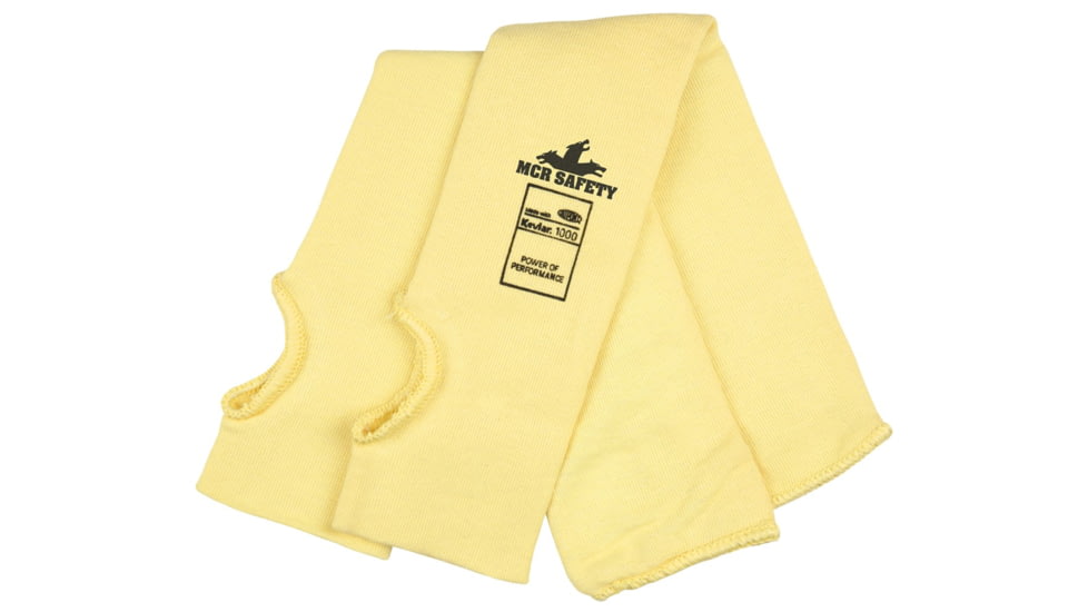 MCR Safety Cut Pro DuPont Kevlar and Synthetic Cut Resistant Sleeves with Thumb Slot, 18in x 3 1/4in, Yellow, One Size, 9378KFT