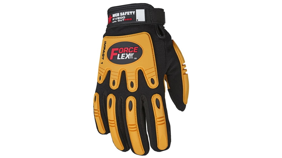 MCR Safety Cut Pro ForceFlex Mechanics Work Gloves, Cut Resistant Kevlar Lining, TPR on Back of Hand and Fingers, Black and Gold, X - Large, KV200XL