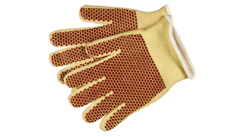 MCR Safety Cut Pro Heavy Weight Kevlar Cotton Cut Resistant Work Gloves, 2 Sided Nitrile Blocks, Russet/Yellow, Medium, 9471K