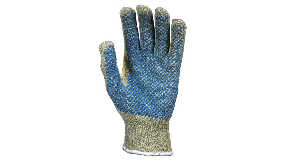 MCR Safety Cut Pro Hero 7 Gauge Regular Weight Shell, ARX Aramid Fibers, PVC Palm Dotted Cut Resistant Work Gloves, Blue/Green, Medium, 93867M