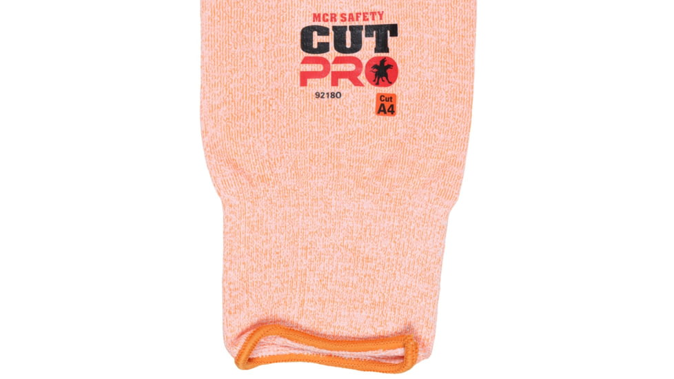 MCR Safety Cut Pro Sleeves 13 Gauge Hypermax Hi-Vis Silicone Bicep Grip Pads, 20in Length, ANSI Cut A4, Orange, One Size, 9218O