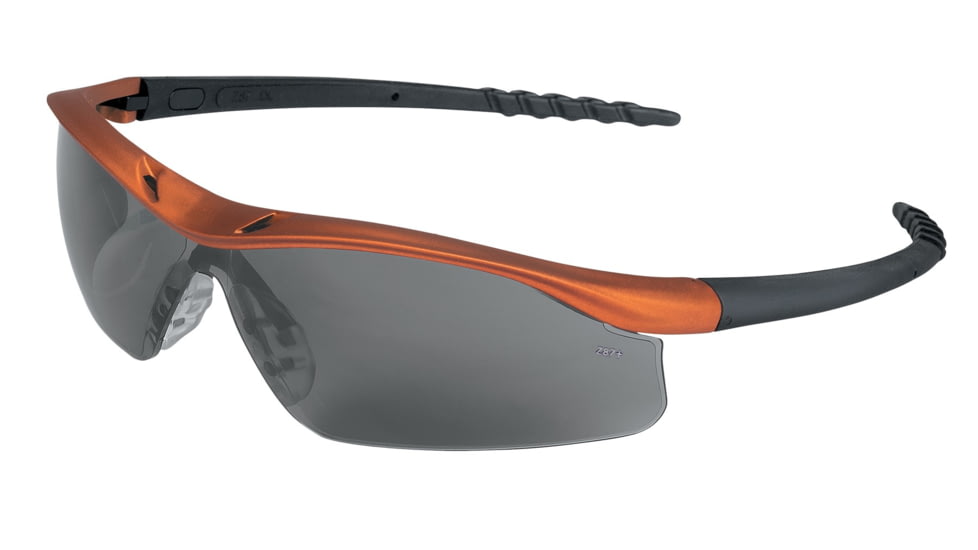 MCR Safety DL1 Series Safety Glasses, UV-AF Anti-Fog Coating, Soft TPR Nose Piece, Gray/Nuclear Orange Frame, One Size, DL212AF