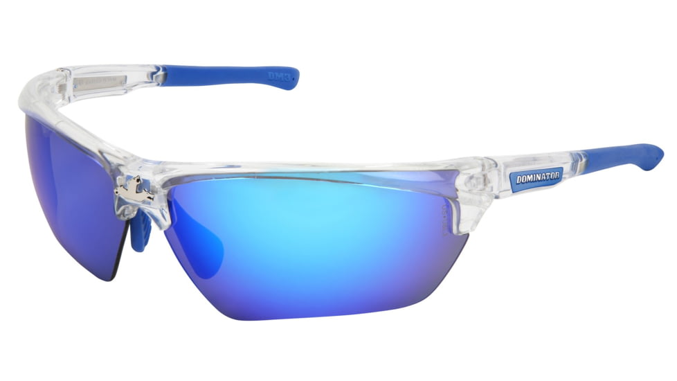 MCR Safety Dominator DM3 Series Safety Glasses, Polarized Lenses, Adjustable Wire Core Temples and Nose Piece, Blue Diamond Mirror, One Size, DM1328BZ