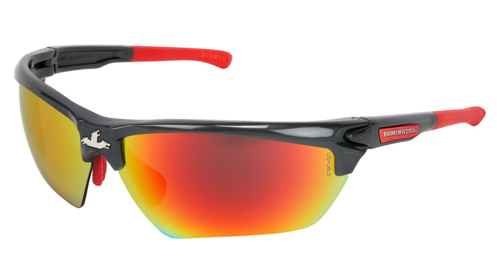 MCR Safety Dominator DM3 Series Safety Glasses, Polarized Lenses, Adjustable Wire Core Temples and Nose Piece, Fire Mirror, One Size, DM131RZ