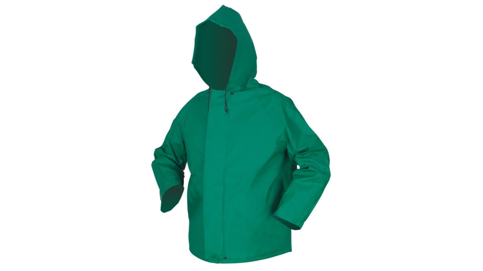 MCR Safety 388JHX3 Dominator Series 2 Piece Waterproof Rain Jacket, .42mm PVC/Hi-Tensile Poly/PVC, Zipper Front with Detachable Hood, Green, 3X, 388JHX3