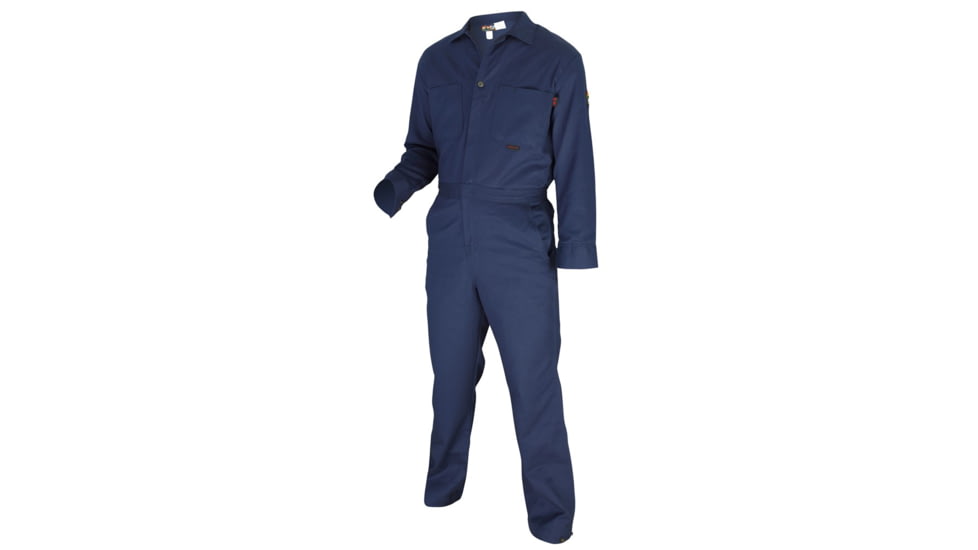 MCR Safety Flame Resistant Contractor Coverall, 100% Cotton, Navy Blue, 38 TALL, CC1N38T
