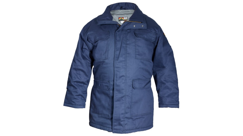 MCR Safety Flame Resistant Insulated Parka, Modacrylic Quilted Lining, 88% Cotton 12% Nylon, Navy Blue, XL, PK3NXLT