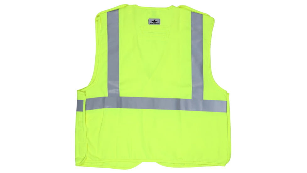 MCR Safety Flame Resistant Safety Vest, Class 2 Break Away Pattern, Modacrylic Blend with 2in Silver Stripes, Fluorescent Lime, M, FRMBCL2LM