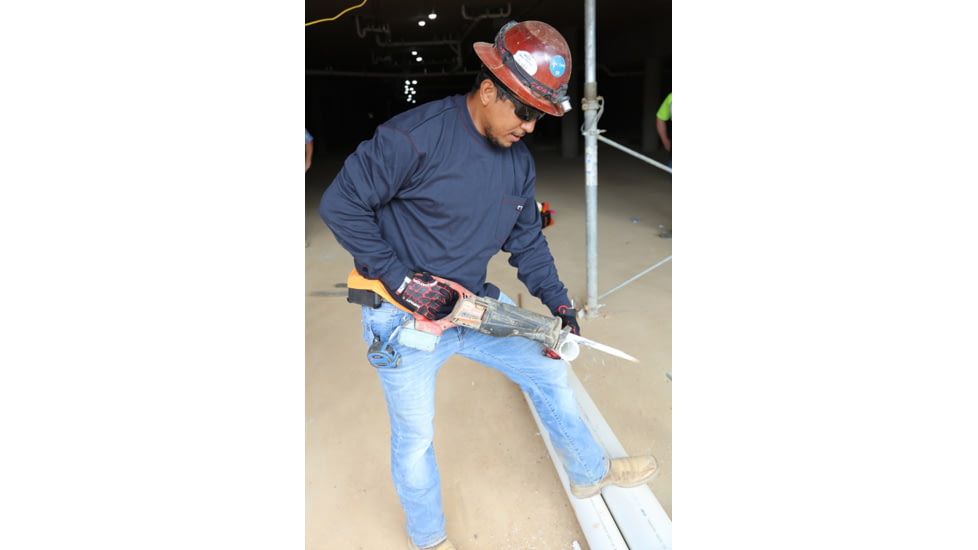 MCR Safety Flame Resistant Work Lightweight Long Sleeve T-Shirt, Comfortable 100% FR Cotton, Navy Blue, M, LST1NM