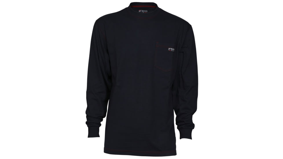 MCR Safety Flame Resistant Work Lightweight Long Sleeve T-Shirt, Comfortable 100% FR Cotton, Navy Blue, M, LST1NM