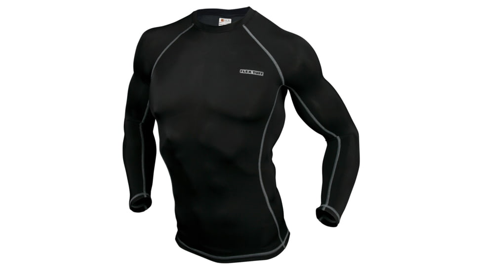 MCR Safety FlexTuff Thermal Long Sleeve Shirt, Stretch, Flat Sewn Seams, Black, 3X, LFTU707X3