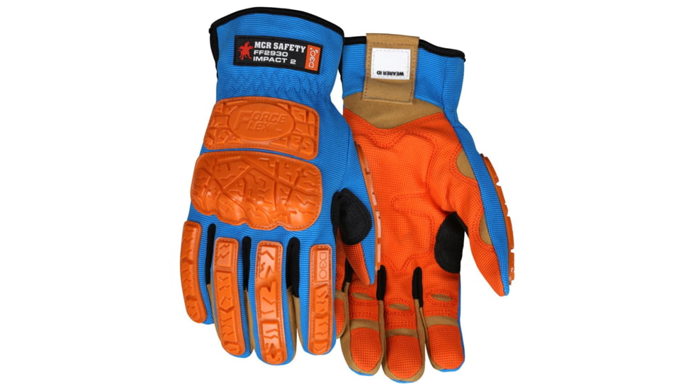 MCR Safety ForceFlex Mechanics Gloves, D3O Back of Hand and Padded Palm, Two-way Spandex Back, MaxGrid Reinforced Palm, Tan, XX - Large, FF2930XXL