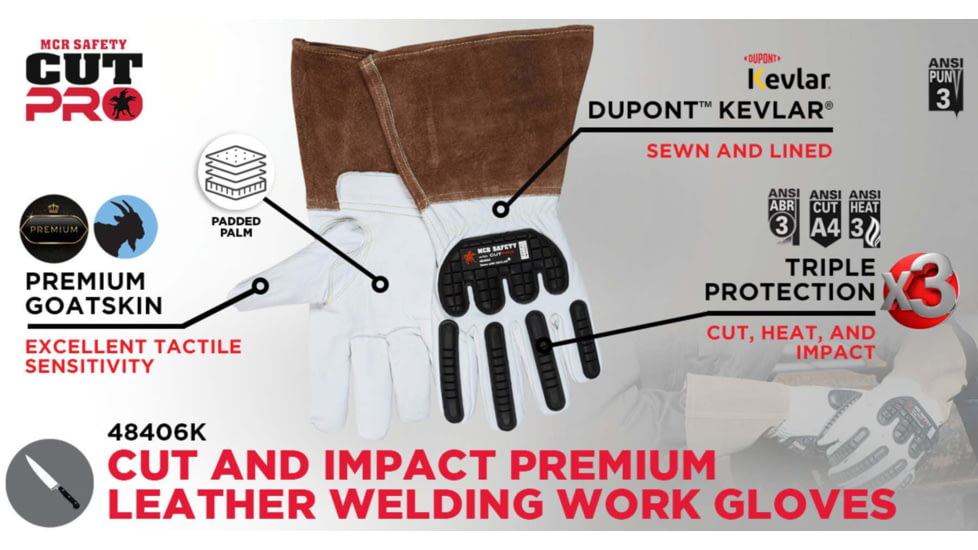 MCR Safety Grain Goat Mig Kevlar Lined W/ Tpr - 48406KS