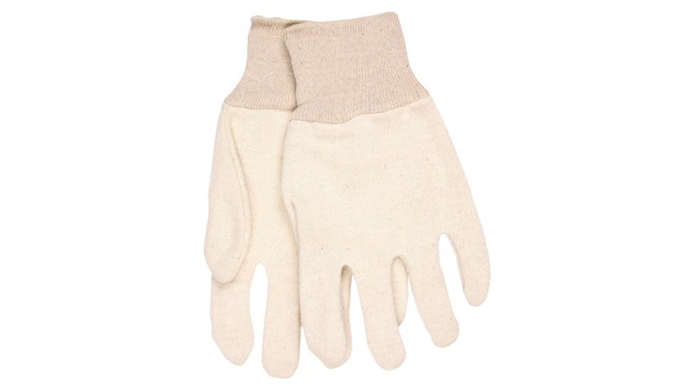 MCR Safety Heavy Weight Natural Jersey Work Gloves, Reversible Pattern with Knit Wrist, Cotton Polyester Blend, White, Large, 8010