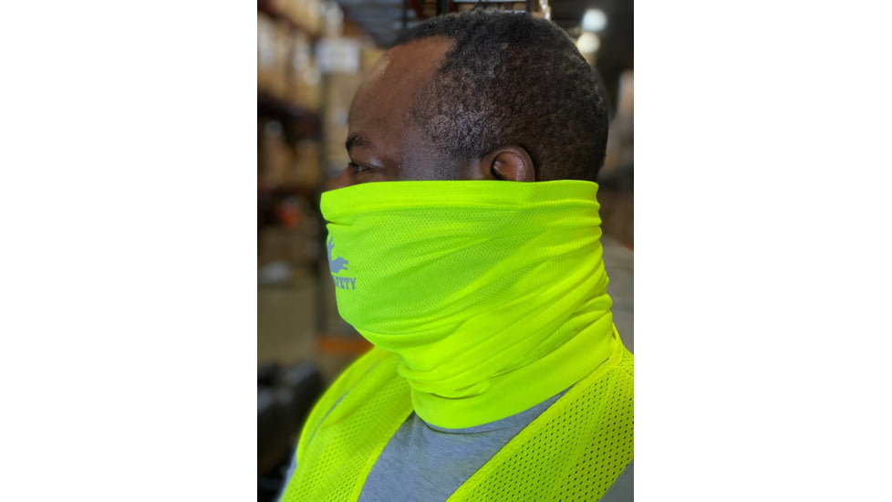 MCR Safety Hi-Vis Neck Gaiters, Single Layer 100% Poly, Lime, One Size, HVG8