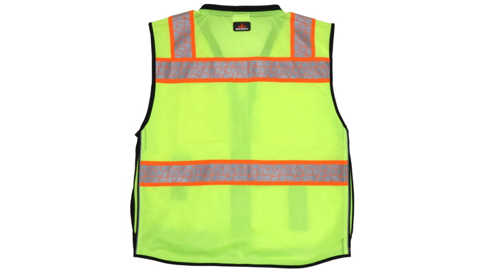 MCR Safety Hi Vis Reflective Safety Vest, ANSI 107 Type R Class 2, 3in Silver Reflective, Zipper Front Closure, Back Plan Pocket, Solid Front Mesh Back, Fluorescent Lime, XL, PSURVCL2LSXL
