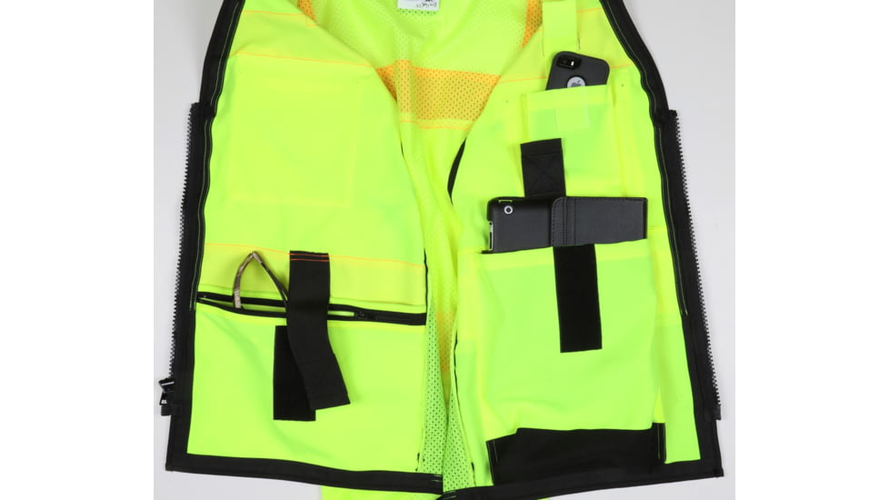 MCR Safety Hi Vis Reflective Safety Vest, ANSI 107 Type R Class 2, 3in Silver Reflective, Zipper Front Closure, Back Plan Pocket, Solid Front Mesh Back, Fluorescent Lime, XL, PSURVCL2LSXL