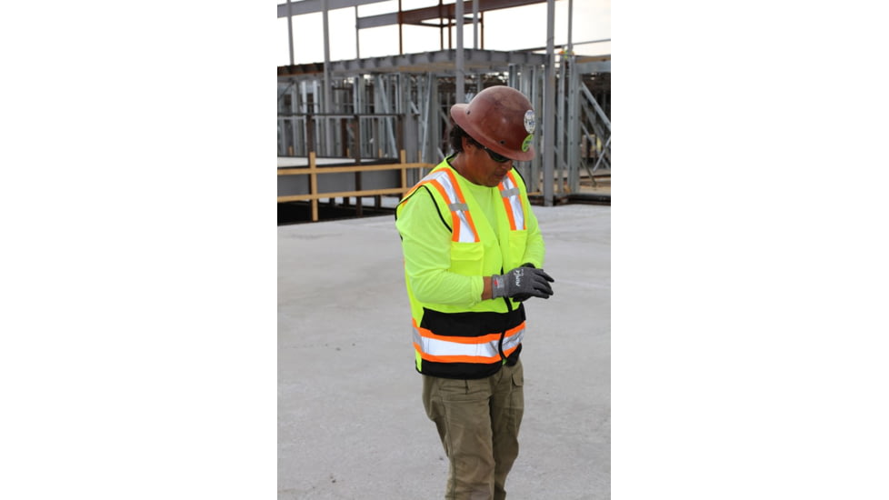MCR Safety Hi Vis Reflective Safety Vest, ANSI Type R Class 2, 4in Silver Stripes, Zipper Front Closure, Fluorescent Lime, 5X, WCCL2MLSZX5