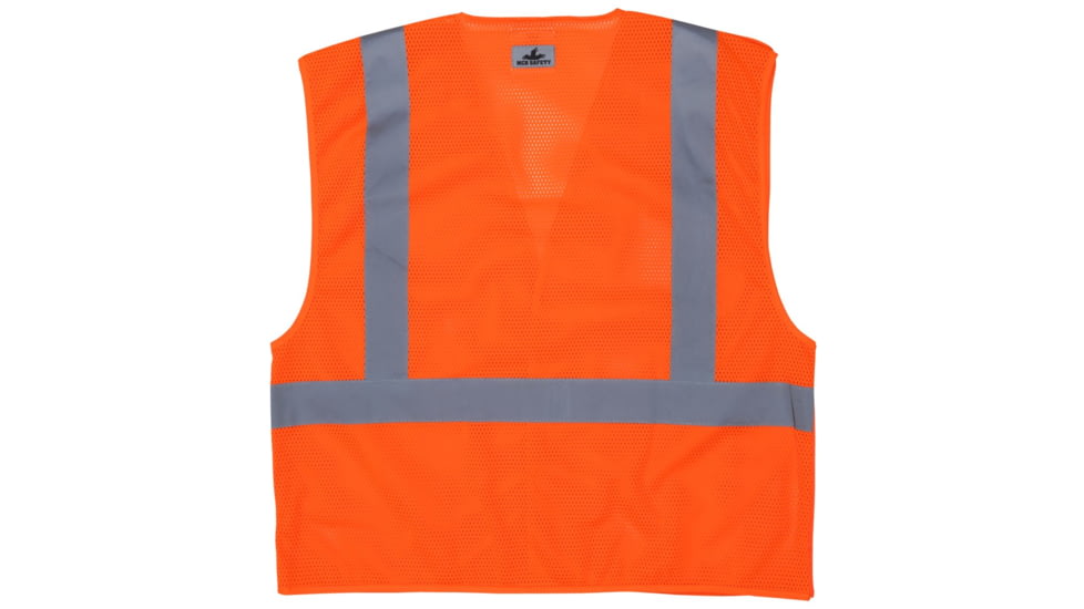 MCR Safety CL2MOL Hi Vis Reflective Safety Vest, ANSI Type R Class 2, Mesh with 2in Silver Stripes, Breakaway Design with Hook and Loop Closures, Fluorescent Orange, M, CL2MOL