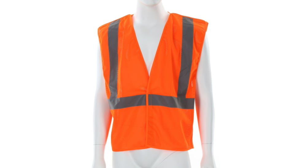 MCR Safety CL2MOL Hi Vis Reflective Safety Vest, ANSI Type R Class 2, Mesh with 2in Silver Stripes, Breakaway Design with Hook and Loop Closures, Fluorescent Orange, M, CL2MOL