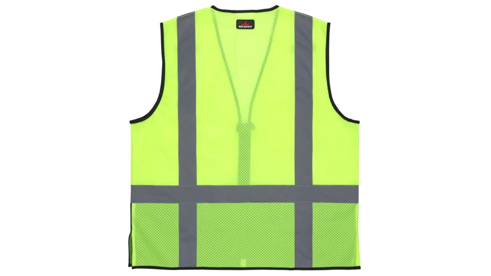 MCR Safety Hi Vis Reflective Safety Vest, ANSI Type R Class 2, Mesh with 2in Silver Stripes, Zipper Front, Fluorescent Lime, L, CL2MLSZL