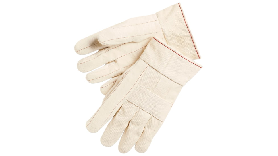 MCR Safety Hot Mill Work Gloves, 24oz Cotton Fabric, 2.5in Band Top and Knuckle Strap, Recycled Liner, Regular Weight, Natural, Large, 9124K