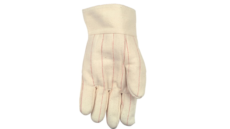 MCR Safety Hot Mill Work Gloves, 24oz Cotton Fabric, Nap-In, 2.5in Band Top and Knuckle Strap, Recycled Liner, Regular Weight, Natural, Large, 9124KI