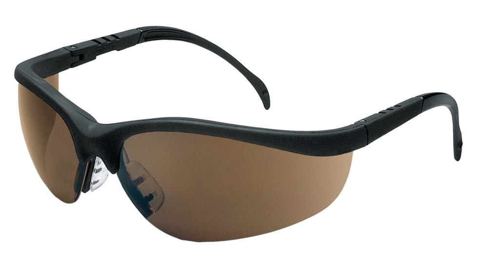 MCR Safety Klondike KD1 Series Safety Glasses, Adjustable Temple Length, Brown, One Size, KD11B