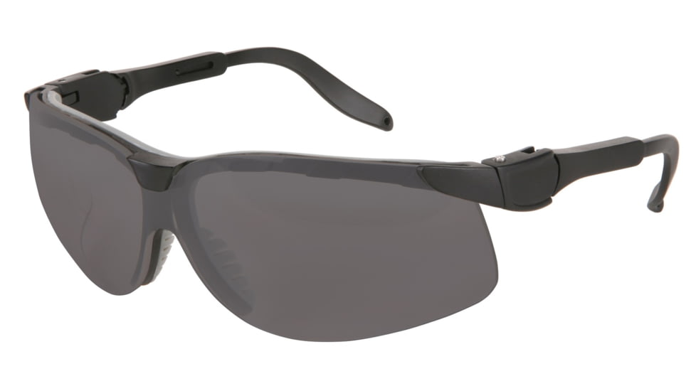 MCR Safety Klondike KD5 Series Safety Glasses, Soft Secure TPR Nose Piece, Adjustable Ratcheting Temples, Gray, One Size, KD512
