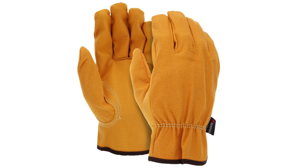 MCR Safety Leather Driver Work Gloves, Gold Synthetic Leather with Grain Pigskin Texture, Keystone Thumb, Beige, Small, 3720S