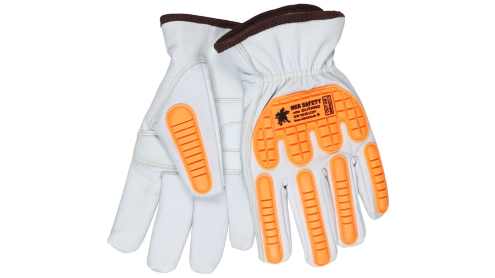 MCR Safety Leather Drivers Cut Resistant Work Gloves, Grain Goatskin Leather with DuPont Kevlar Liner, Keystone Thumb, White, Small, 36136KDPS