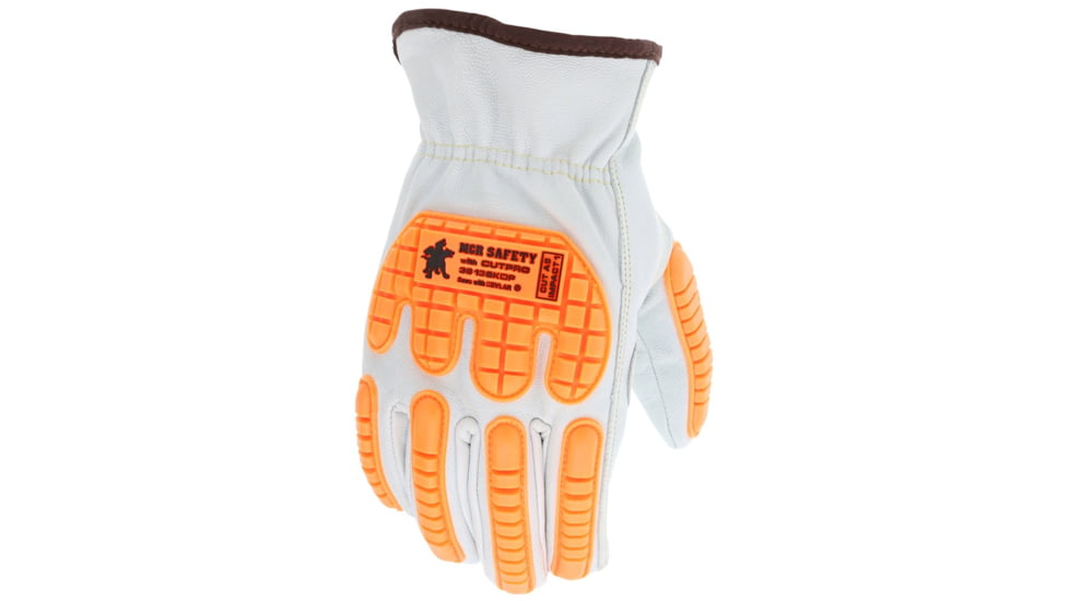 MCR Safety Leather Drivers Cut Resistant Work Gloves, Grain Goatskin Leather with DuPont Kevlar Liner, Keystone Thumb, White, Small, 36136KDPS