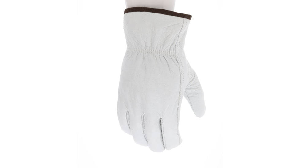 MCR Safety Leather Drivers Insulated Work Gloves, Buffalo Grain with Shirred Elastic Back, Lined with Thinsulate, White, Large, 3313TL