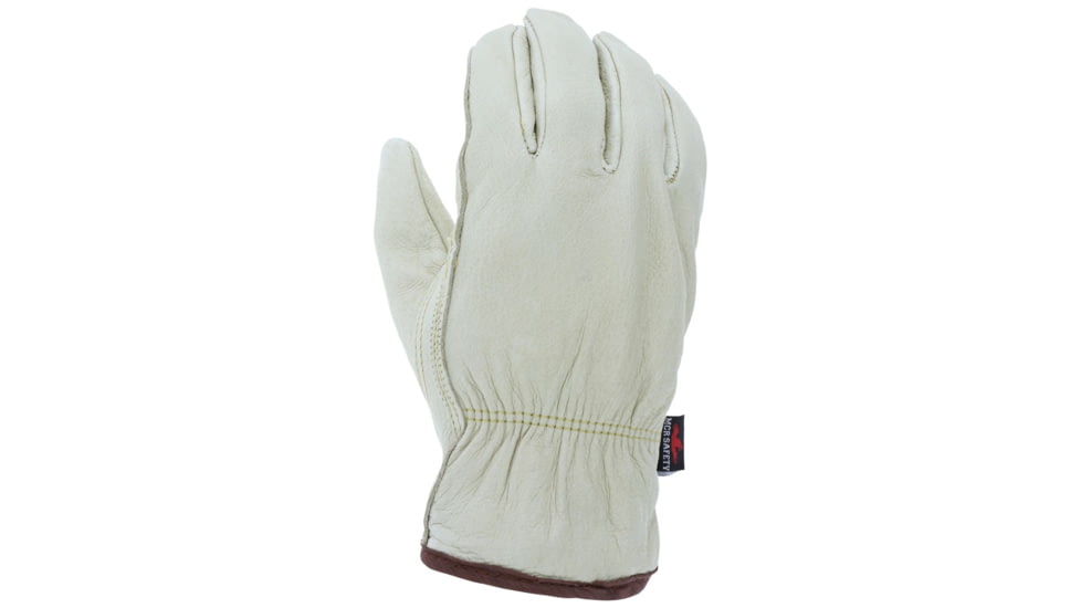 MCR Safety Leather Drivers Insulated Work Gloves, Premium Grade Grain Pigskin Leather, Fleece Lined and Keystone Thumb, Beige, Small, 3450S