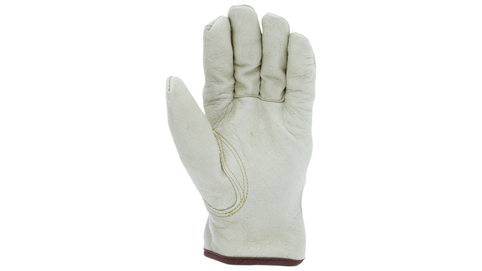 MCR Safety Leather Drivers Insulated Work Gloves, Premium Grade Grain Pigskin Leather, Fleece Lined and Keystone Thumb, Beige, Small, 3450S