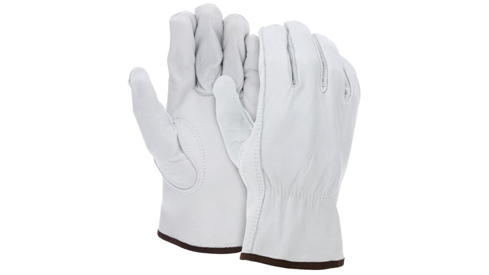 MCR Safety Leather Drivers Work Gloves, Buffalo Grain Leather, Keystone Thumb, White, XX - Large, Each, 1, 3313XXL-EA