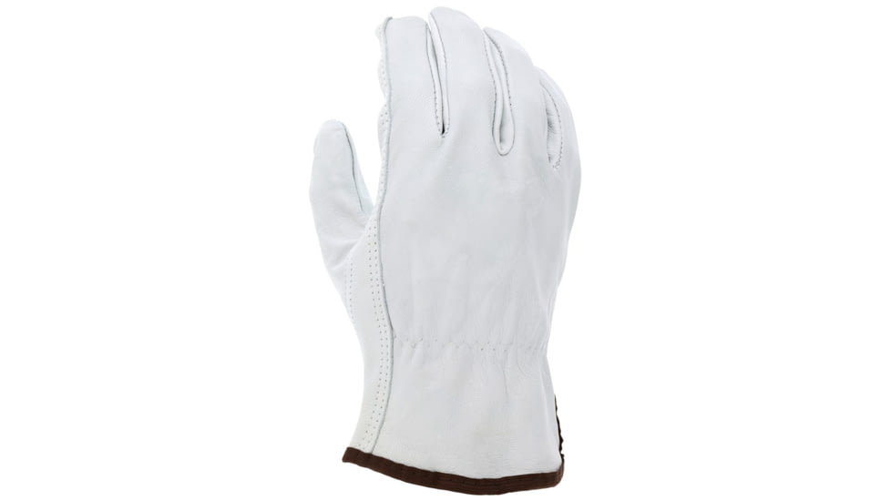 MCR Safety Leather Drivers Work Gloves, CV Grade Grain Goatskin, Keystone Thumb, White, Large, 36133L
