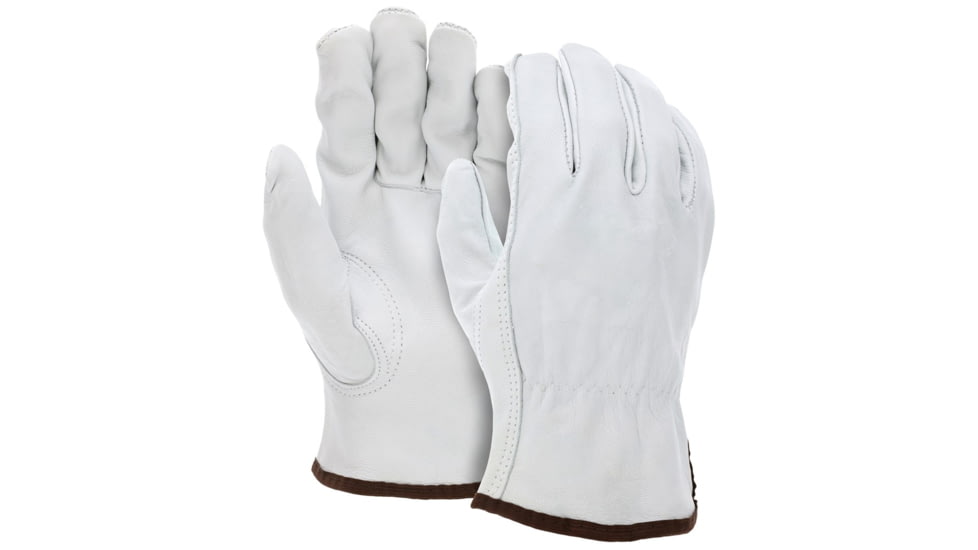 MCR Safety Leather Drivers Work Gloves, CV Grade Grain Goatskin, Keystone Thumb, White, XX - Large, Each, 1, 36133XXL-EA